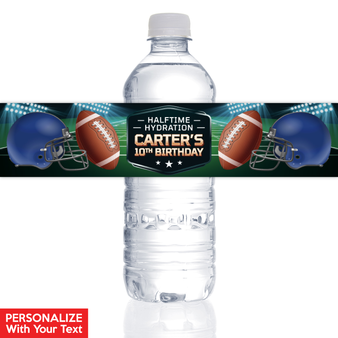 Football PERSONALIZED VINYL Bottle Labels - 10 PK